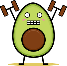 An avocado lifting weights