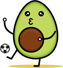 An avocado playing football